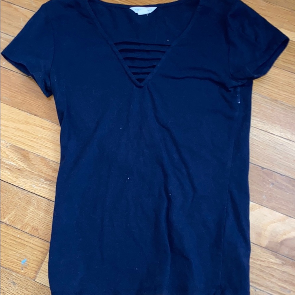 navy blue v neck